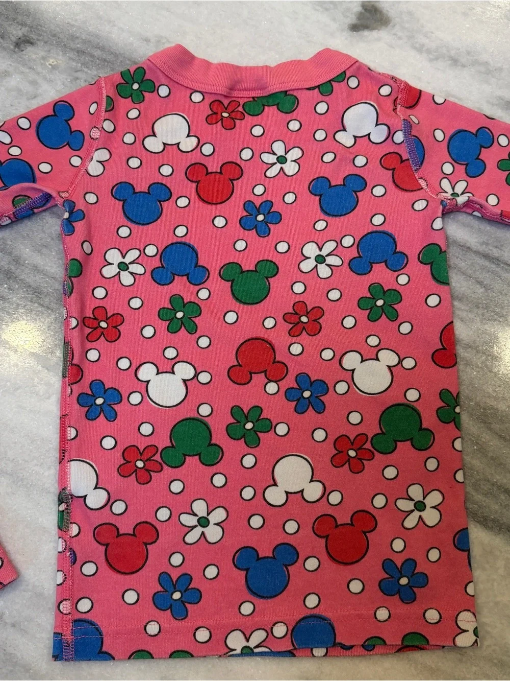 Hanna Andersson Disney Size 5 Pink Mickey Floral Short Sleeve Shorts Pajama Set